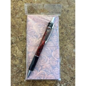 Red Roses Stationery Sticky Note Set with Pen